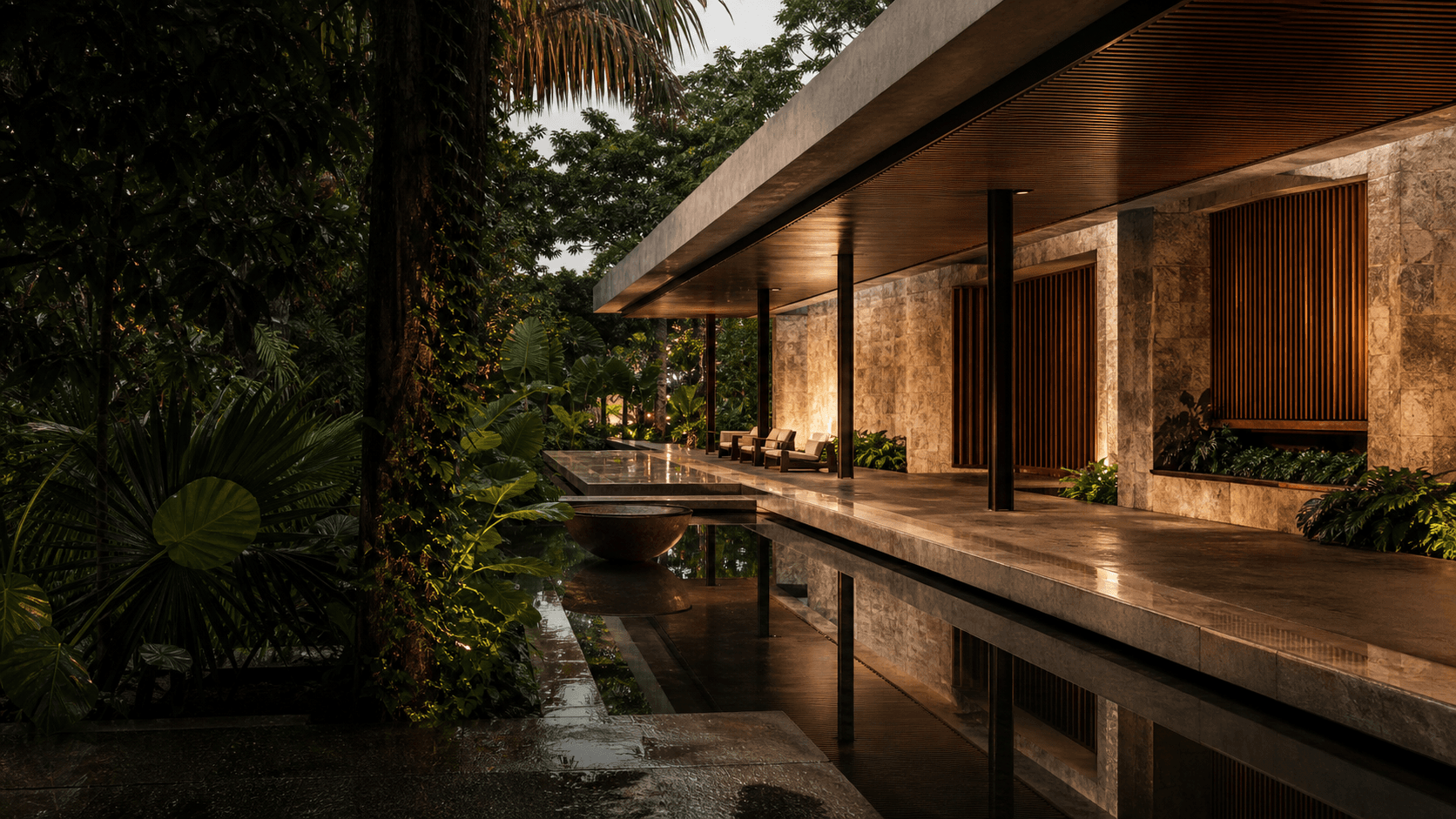Arquitetura tropical contemporânea em meio à vegetação